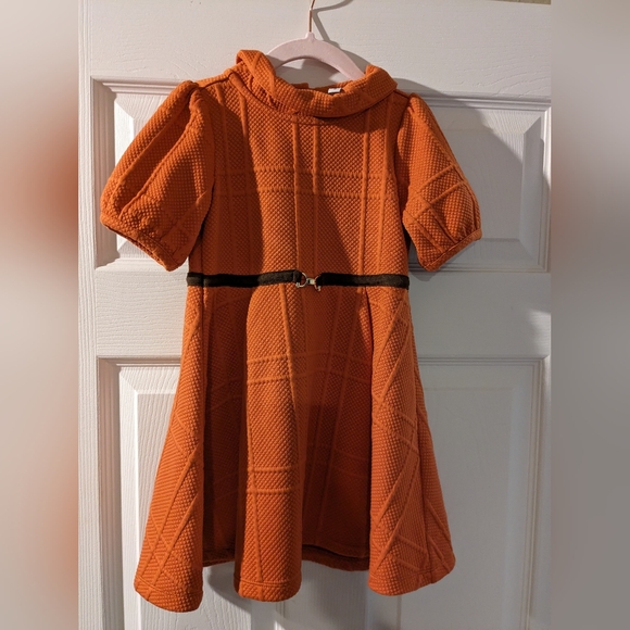 janie and jack orange dress Janie and Jack Orange Geo Jacquard Dress Size 4 Patterned Sundress